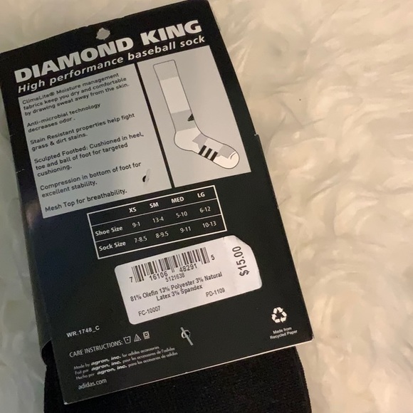 NWT 2 Pair Adidas Mens Baseball Socks Size Med - Picture 4 of 4